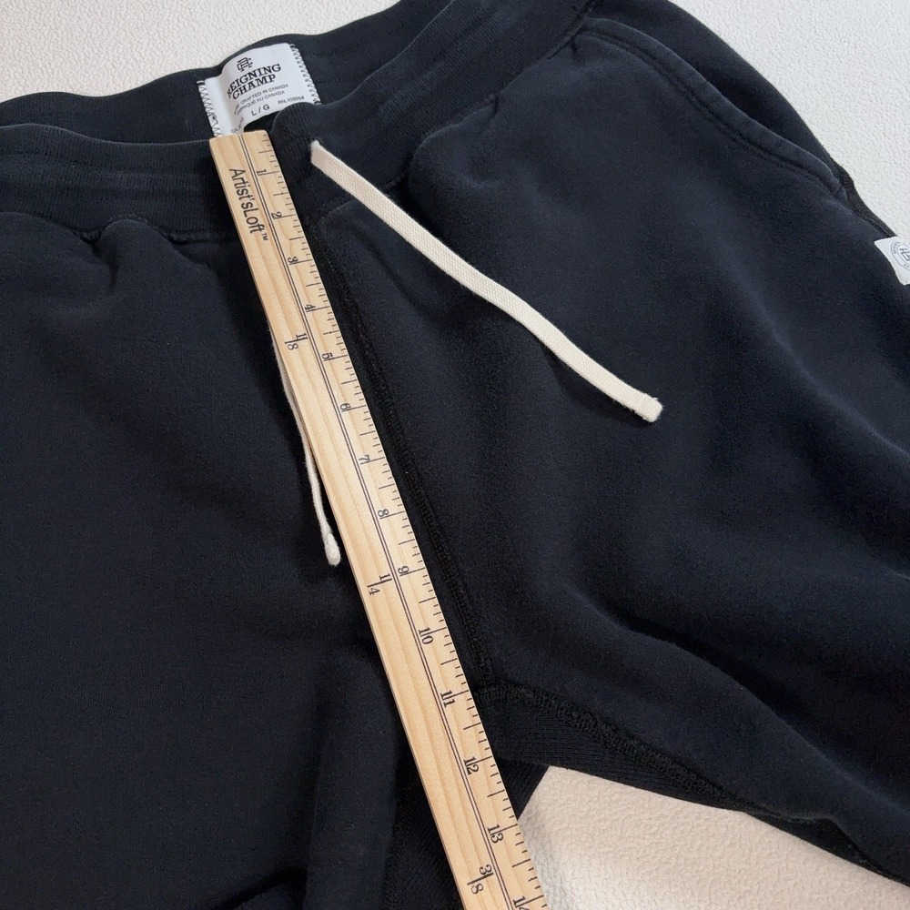 Reigning Champ Sweatpants Men's L Black 100% Cotton Drawstring Logo Gym Lounge - Picture 10 of 16